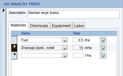 Figure 2: Job details with specification of materials.